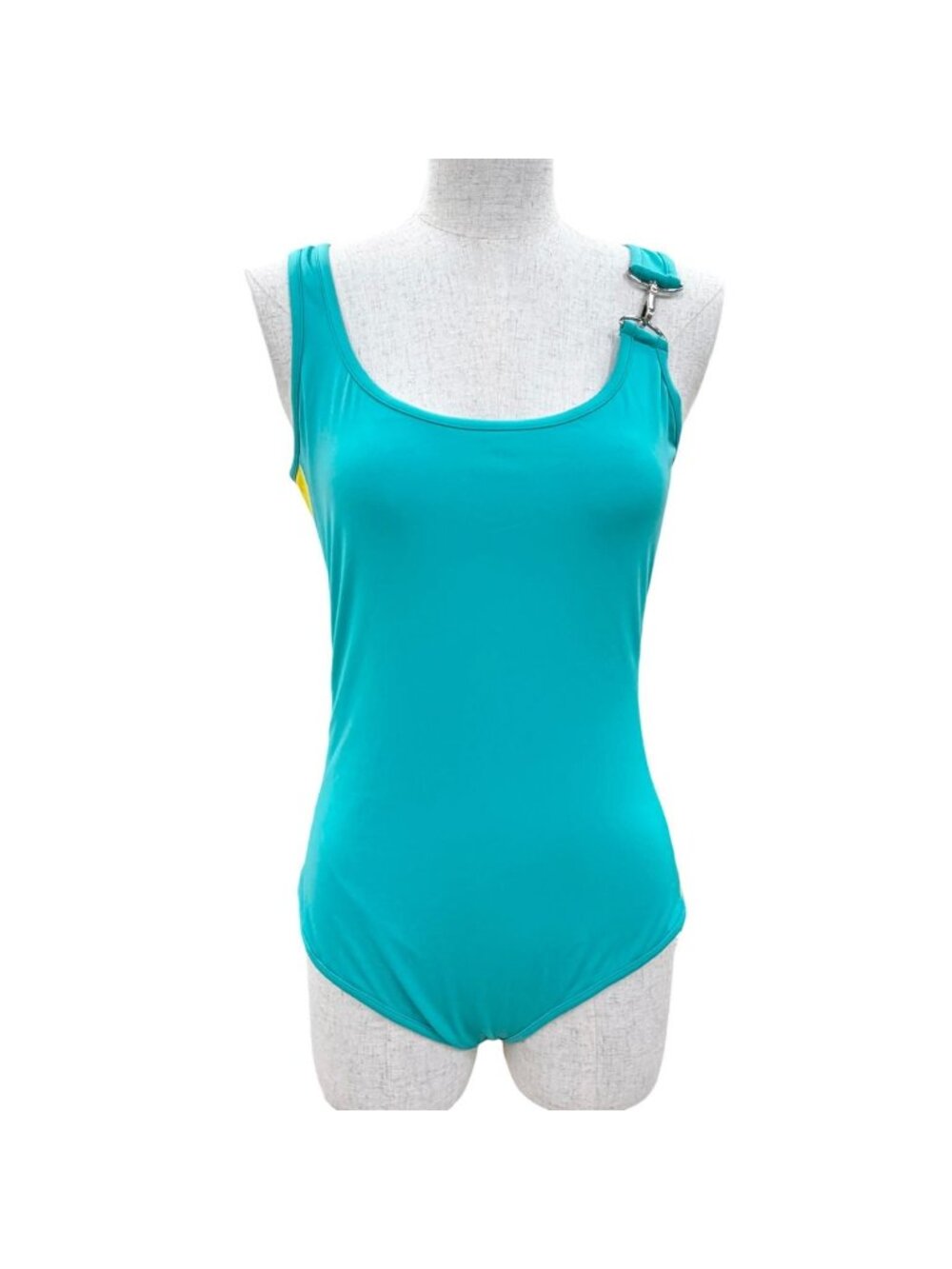 Louis Vuitton Logo Swimwear Swimsuit Dress Emerald Green Yellow Silver 40